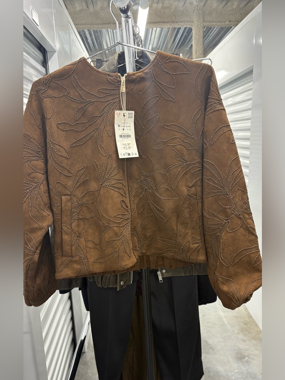 Zara Faux suede bomber jacket with embroidery - Picture 7 of 9